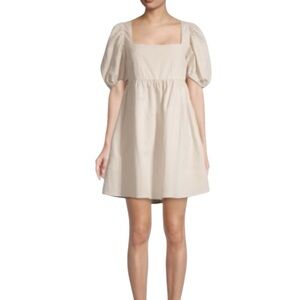 Jaquie The Label Aimee Puff Sleeve Cotton Tie Back Cottagecore  Babydoll Dress